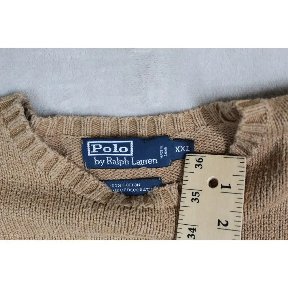 Polo Ralph Lauren Sweater Mens XXL Brown Cotton Classic Preppy Minimalist